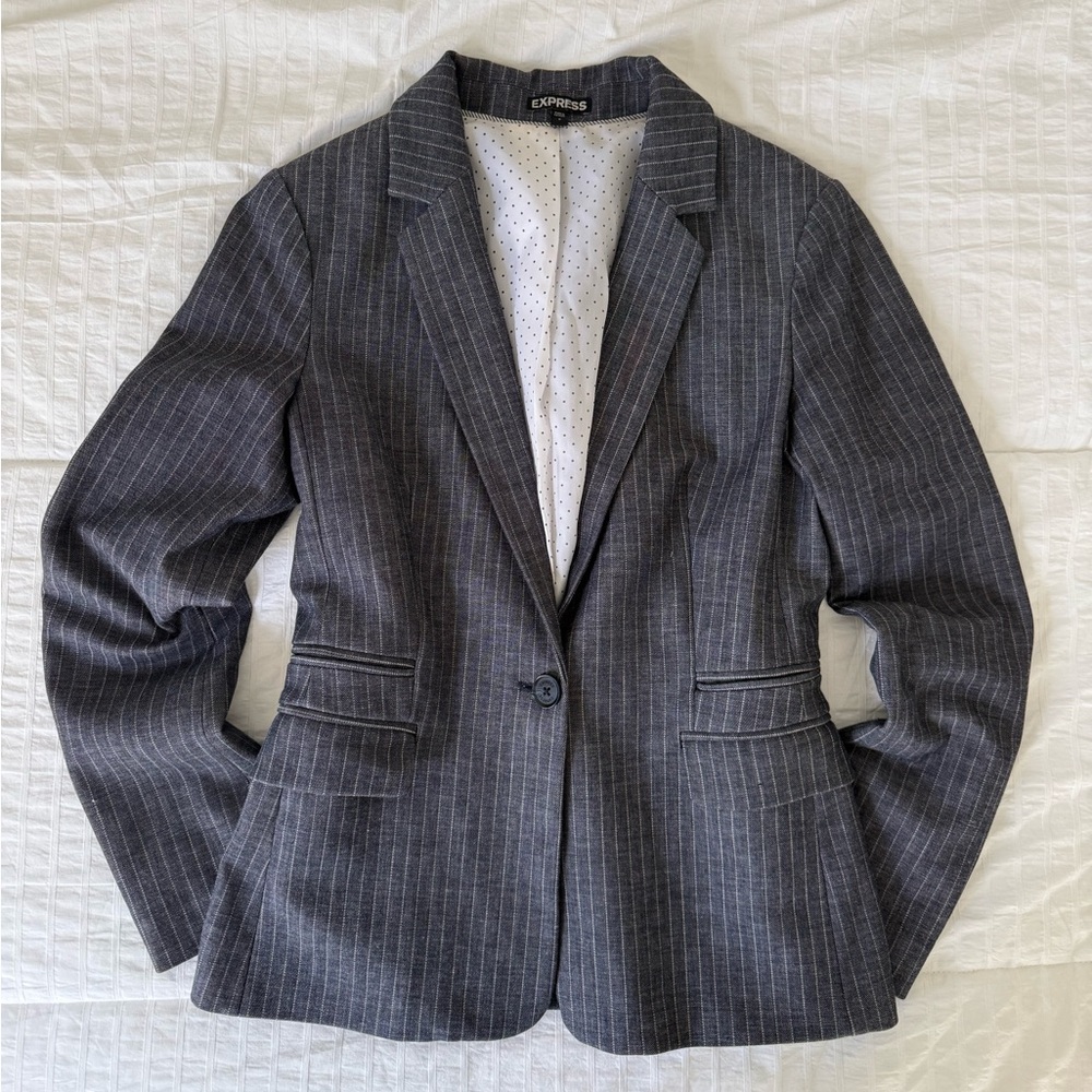 Express Charcoal Pinstripe Blazer